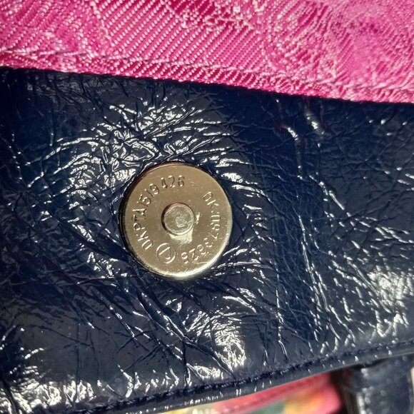 Omar Sharif Tote Bag Tie Dye Large Patent Leather Pockets Dual Handles Colorful - Picture 9 of 15